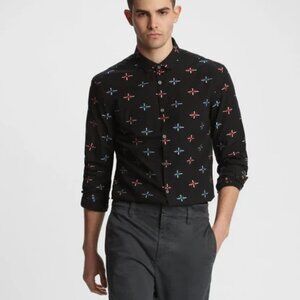John Varvatos CLAYTON STAR SPORT Shirt Men's XXL Black Long Sleeve Button Up